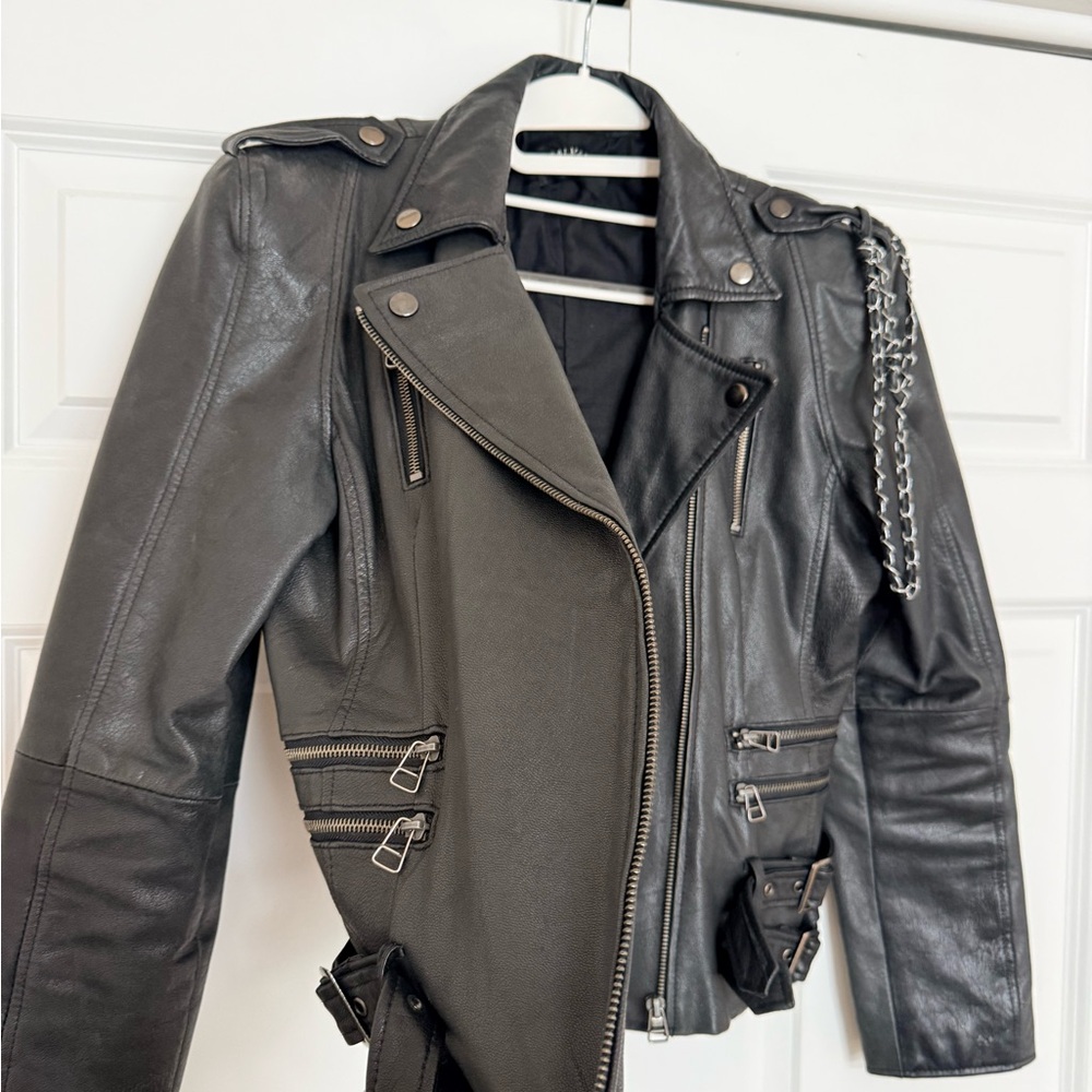 BALMAIN Runway Black Leather Biker Moto Chain Jacket 2009 Look #3 Y2K Goth Rock - Picture 14 of 16